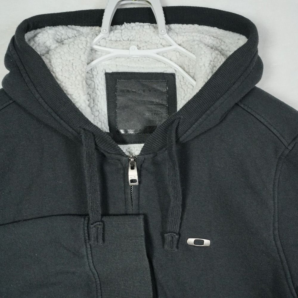 Oakley‎ Mens Sherpa Lined Full Zip Hoodie Black Heavy Size Large FA13 Jacket